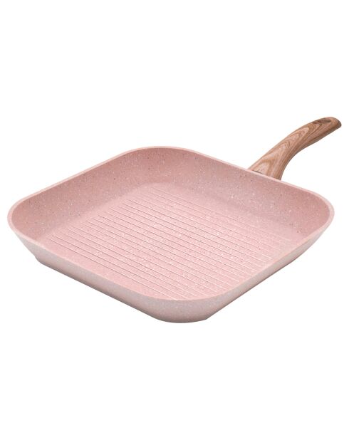 Grill induction en aluminium forgé Stonerose rose - D.28 cm