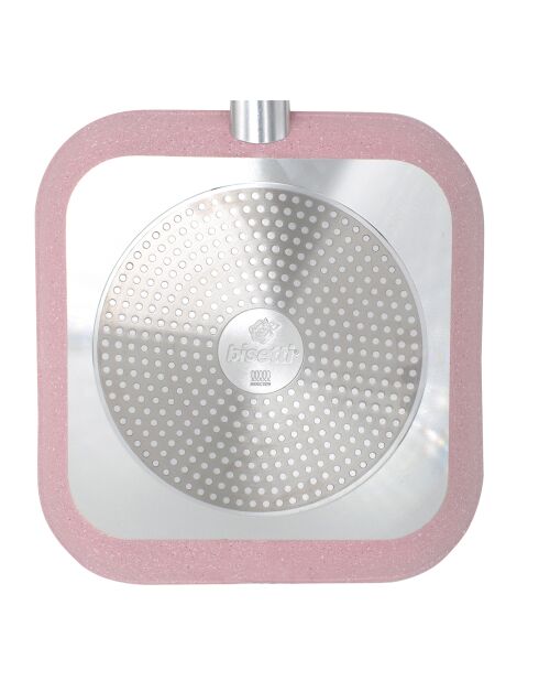 Grill induction en aluminium forgé Stonerose rose - D.28 cm