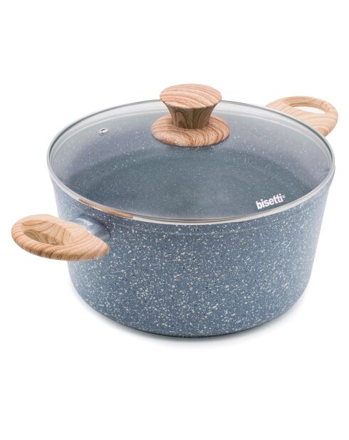 Casserole avec couvercle induction en aluminium forgé Pierre Gourmet grise - D.24 cm