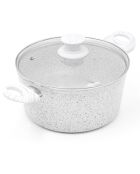 Casserole avec couvercle induction en aluminium forgé Stone White blanche - D.24 cm