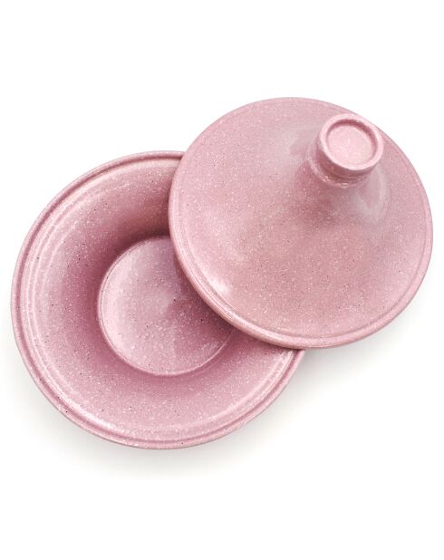 Piatto tajine in gres porcellanato rosa Stonerose - D.26x20 cm