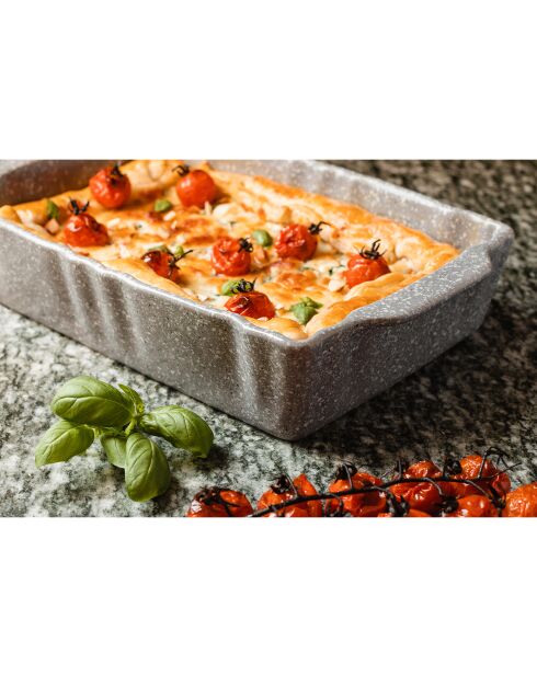 2 teglie da forno in gres porcellanato Gourmet grigio - 34x22x7/30,5x18,5x6 cm