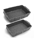 2 teglie da forno in gres porcellanato Gourmet grigio - 34x22x7/30,5x18,5x6 cm