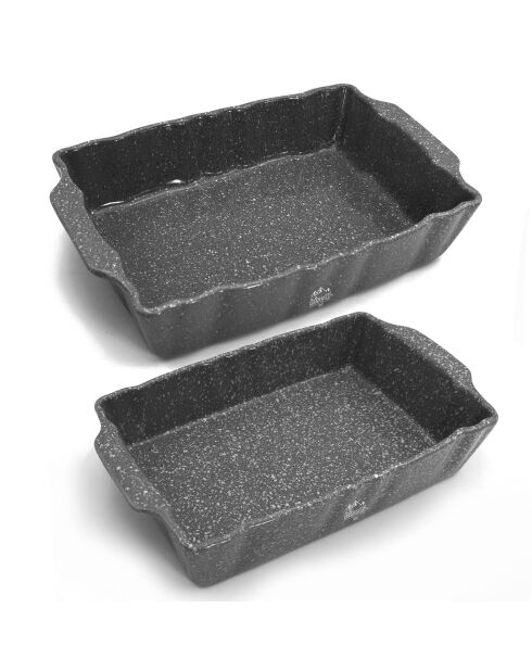 2 teglie da forno in gres porcellanato Gourmet grigio - 34x22x7/30,5x18,5x6 cm