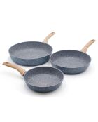 3 Poêles induction en aluminium forgé Pierre Gourmet grises - D.20/24/28 cm