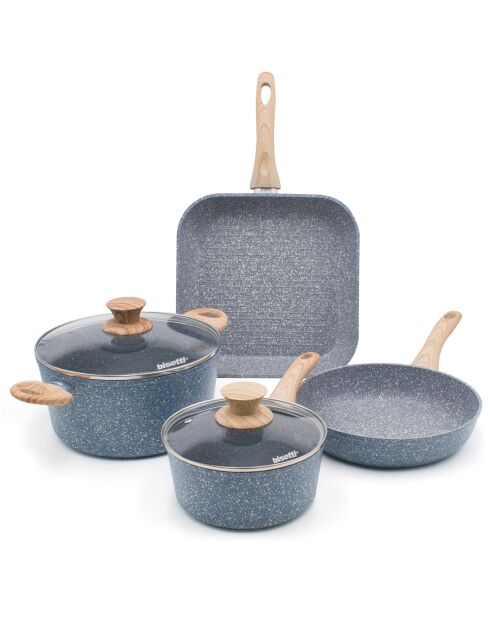 Batterie de cuisine induction en aluminium forgé Pierre Gourmet grise - 6 pièces