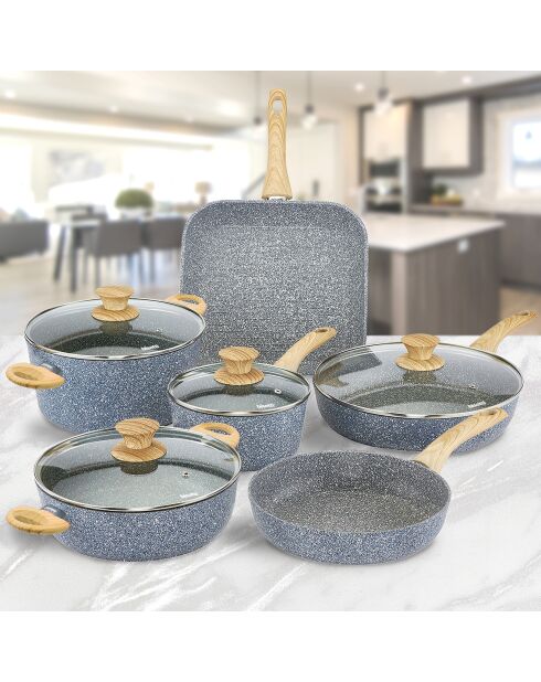 Pentole a induzione in alluminio forgiato grigio Pierre Gourmet - 10 pezzi