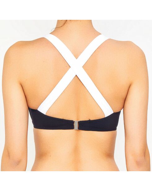 Haut de maillot de bain Bermeo noir/blanc