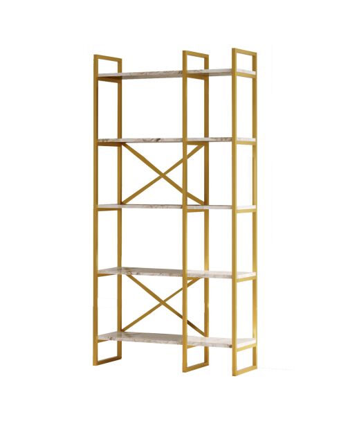 Bibliothèque vg4-ge blanc/doré - 87.5x175x30 cm