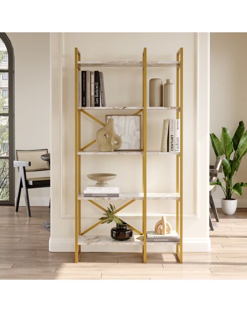 Bibliothèque vg4-ge blanc/doré - 87.5x175x30 cm