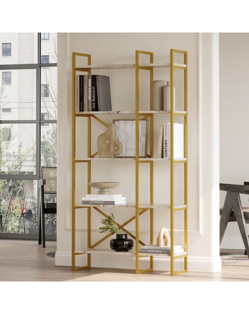 Bibliothèque vg4-ge blanc/doré - 87.5x175x30 cm