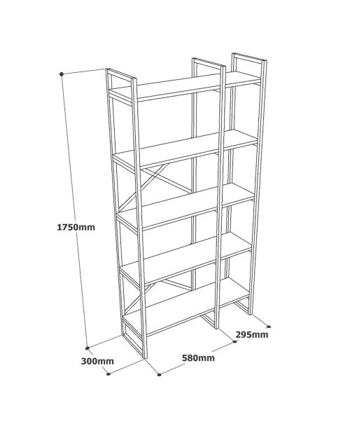 Bibliothèque vg4-ge blanc/doré - 87.5x175x30 cm