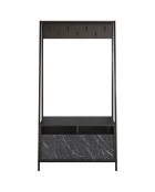 Meuble d'entrée Devin noir/marbré - 94x180x35.3 cm