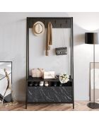 Meuble d'entrée Devin noir/marbré - 94x180x35.3 cm