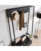 Meuble d'entrée Devin noir/marbré - 94x180x35.3 cm