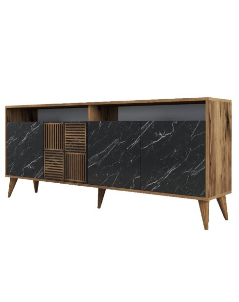 Buffet Milan noyer/noir - 180x78.6x35 cm