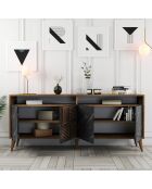 Buffet Milan noyer/noir - 180x78.6x35 cm