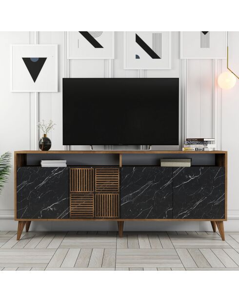 Buffet Milan noyer/noir - 180x78.6x35 cm