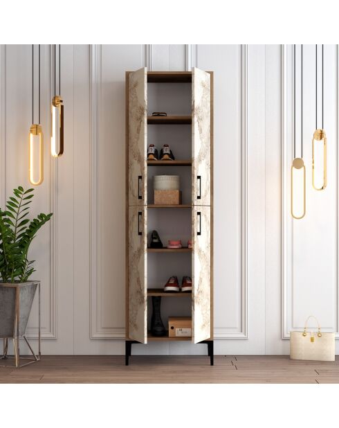 Meuble à chaussures Berlin A  noyer/blanc - 60x200x35 cm