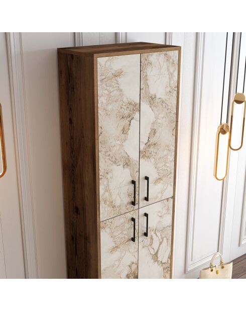 Meuble à chaussures Berlin A  noyer/blanc - 60x200x35 cm