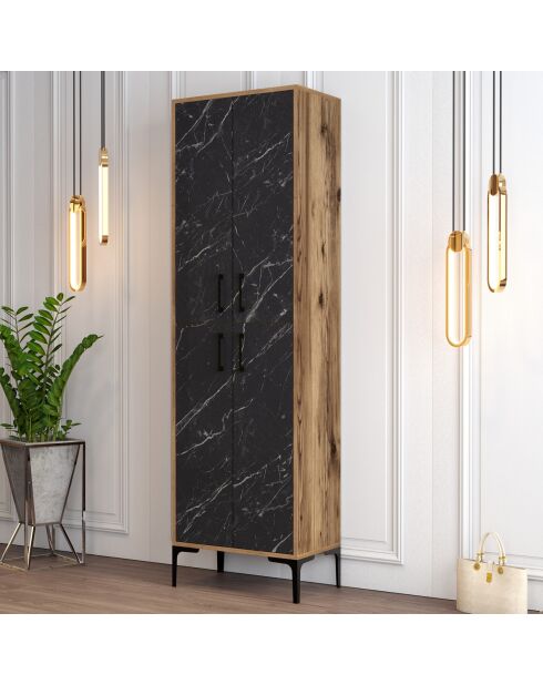 Meuble à chaussure Berlin A noyer/noir - 60x200x35 cm