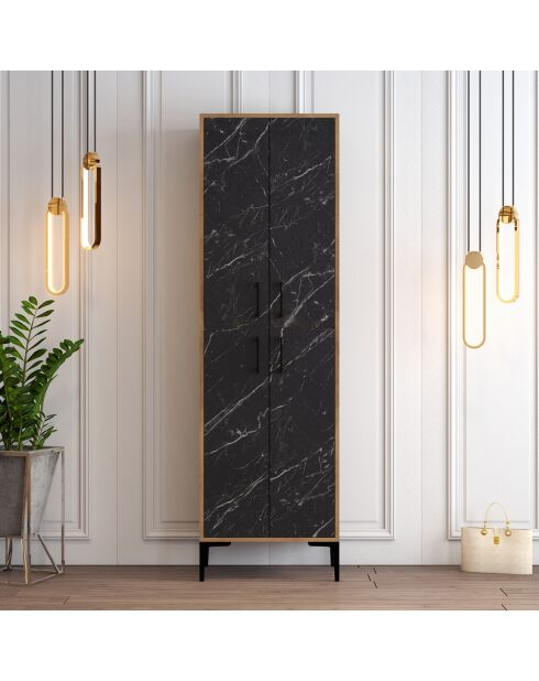 Meuble à chaussure Berlin A noyer/noir - 60x200x35 cm