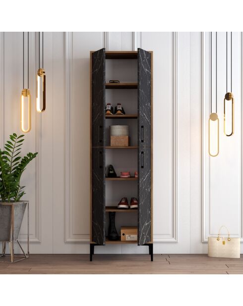 Meuble à chaussure Berlin A noyer/noir - 60x200x35 cm