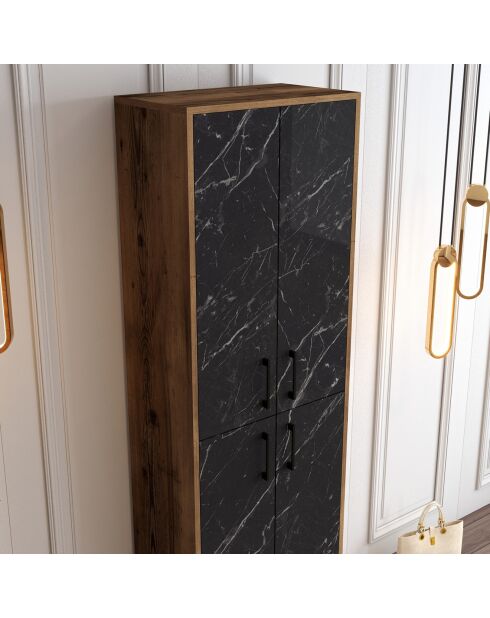 Meuble à chaussure Berlin A noyer/noir - 60x200x35 cm