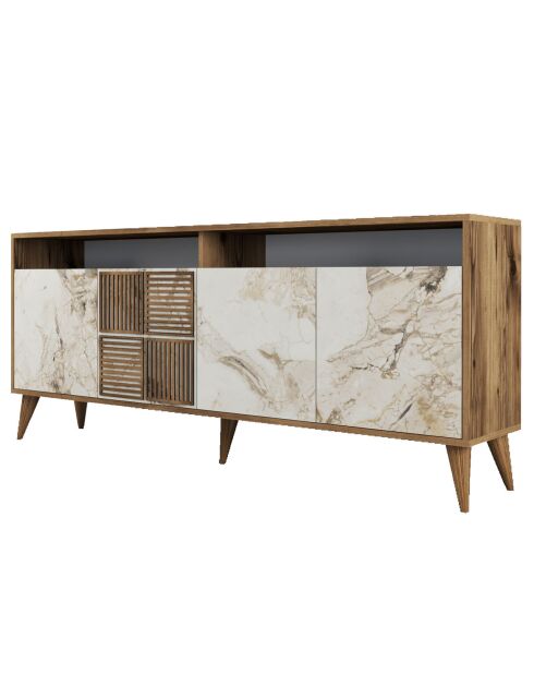 Buffet Milan noyer/blanc - 180x78.6x35 cm