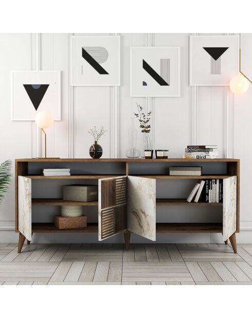 Aparador Milan en nogal/blanco - 180x78,6x35 cm