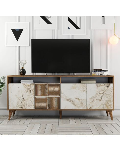 Aparador Milan en nogal/blanco - 180x78,6x35 cm