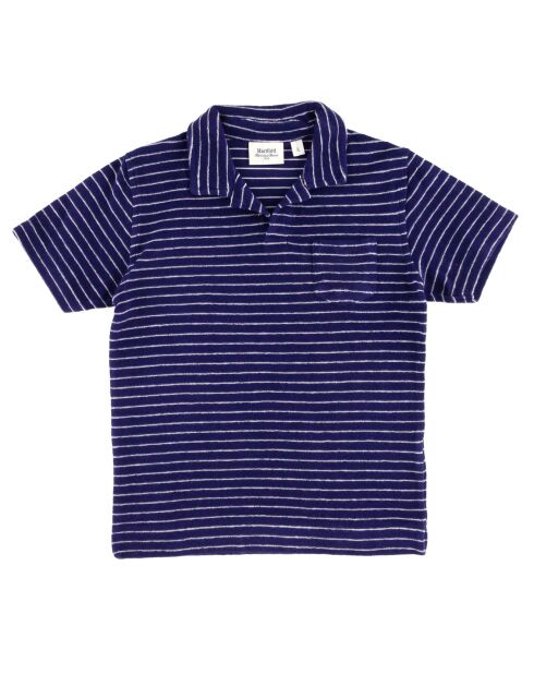 Polo en Coton éponge Bouclette rayé bleu marine