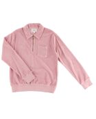 Sweat en Coton éponge col zippé Bouclette rose