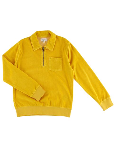 Sweat en Coton éponge col zippé Bouclette jaune