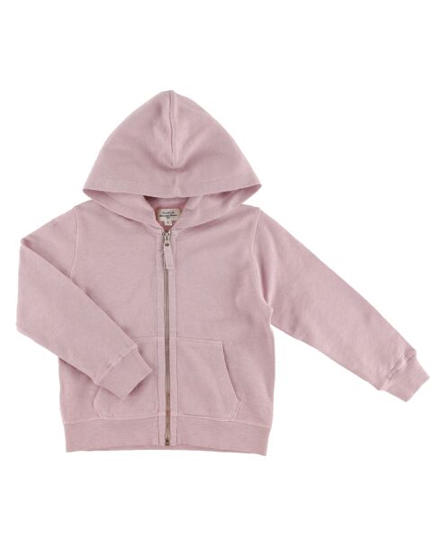 Sweat zippé en Coton Noa à capuche rose