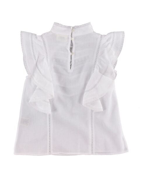 Top en Coton Hedine brodé avec volants blanc