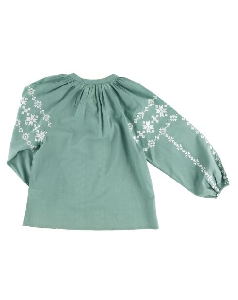 Blouse en Coton Helse à broderies eucalyptus/blanc