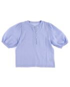 Blouse en Coton Turette manches bouffantes bleu lavande