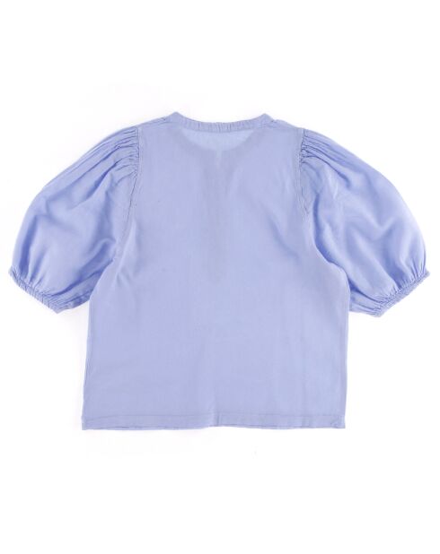 Blouse en Coton Turette manches bouffantes bleu lavande