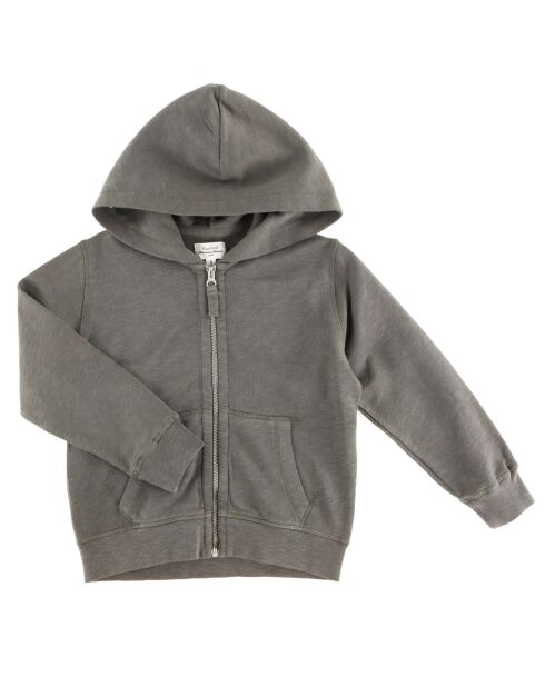 Sweat zippé en Coton Noa à capuche olive grisé