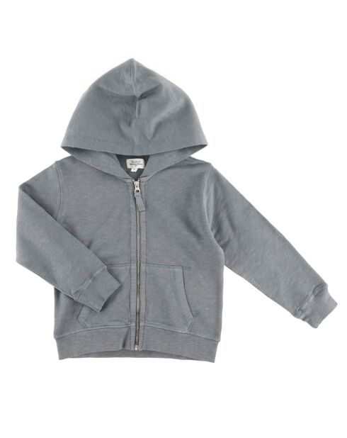 Sweat zippé en Coton Noa à capuche vert de gris