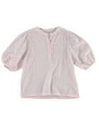 Blouse en Coton Turette manches bouffantes rose poudre