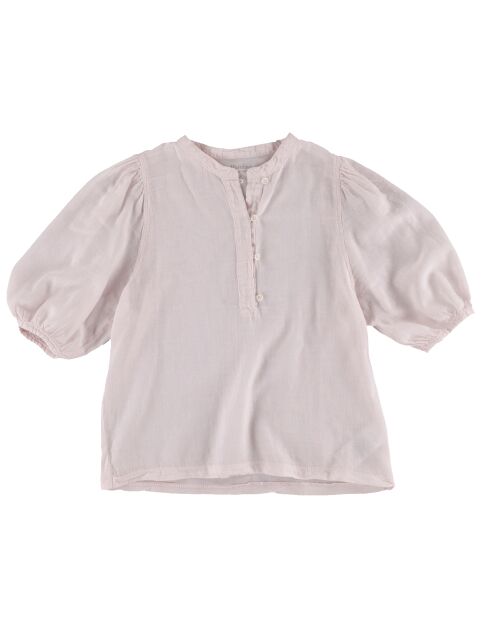 Blouse en Coton Turette manches bouffantes rose poudre