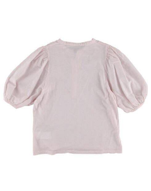 Blouse en Coton Turette manches bouffantes rose poudre