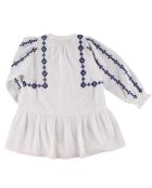 Robe en Coton Rosance à broderies écru/marine