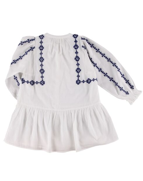 Robe en Coton Rosance à broderies écru/marine