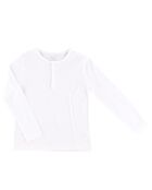 T-Shirt fin en Coton Henley col boutonné blanc