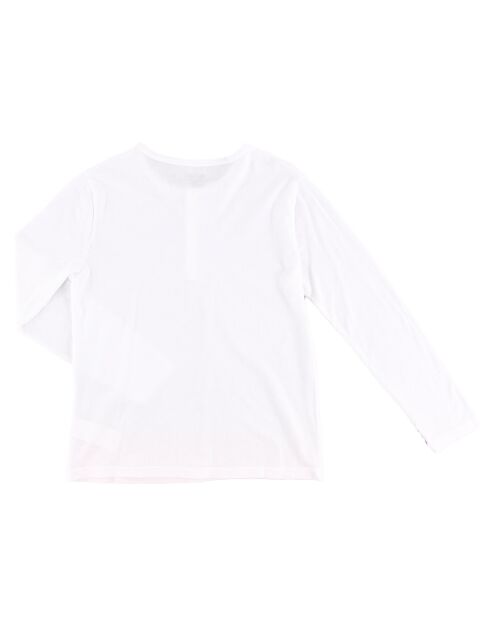 T-Shirt fin en Coton Henley col boutonné blanc