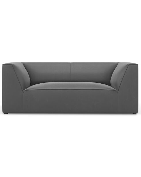 Canapé velours Charles 2 Places gris foncé  - 174x92x69 cm