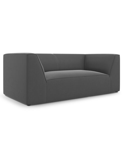 Canapé velours Charles 2 Places gris foncé  - 174x92x69 cm